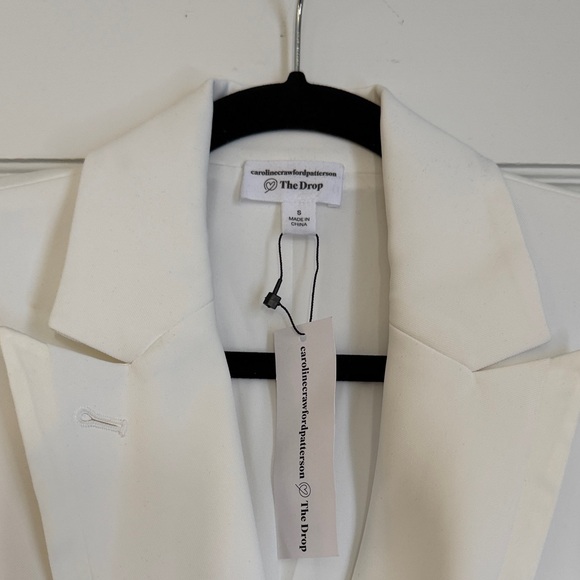 White Double-Breasted Blazer Dress Bridal Bachelorette Wedding - Picture 5 of 6